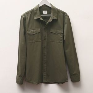 Ascolour Army Green Long Sleeve Buttoned Down Graphic Back Shirt Men's Size L